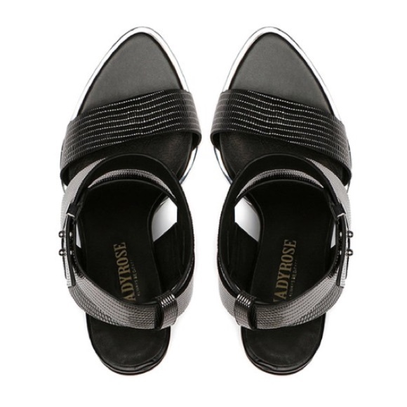 Gunmetal Triple Strap Geometric Block Heels - Picture 3 of 6